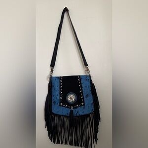 NWOT bohemian-style leather fringe crossbody purse